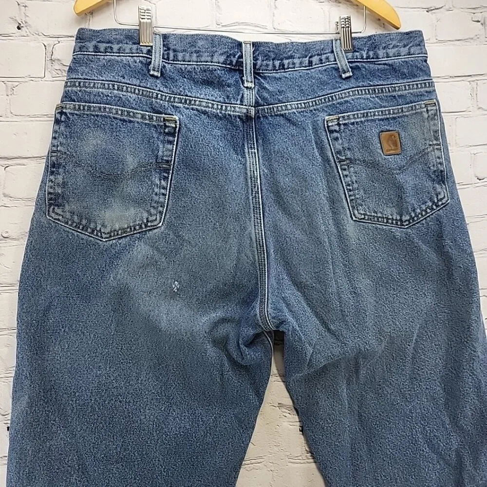 Carhartt Jeans B172 Mens Sz 40 X 30 Flannel Lined‎ Relaxed Fit Straight Flawed